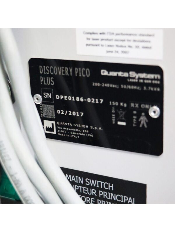 2017 Quanta System Discovery Pico Plus Picosecond Nd: YAG Laser System