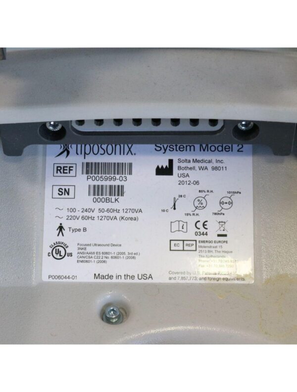2012 Solta LipoSonix Model 2 HIFU Ultrasound Fat Reduction HP & NEW TRANSDUCER