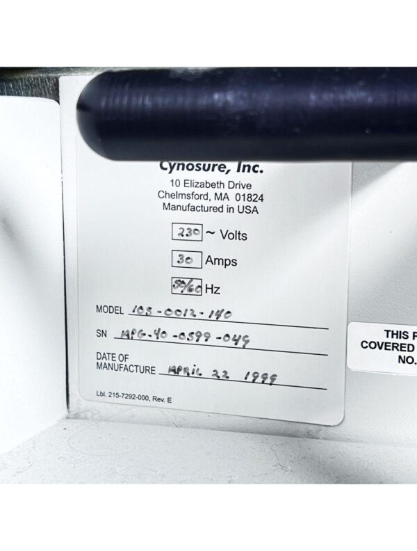 1999 Cynosure Apogee 40 Laser 755nm Hair Removal Wrinkles Spider Veins Lesions