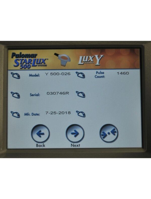 2018 Palomar StarLux 500 LuxY IPL Pigmented Lesions Hair Removal Lux Y Handpiece
