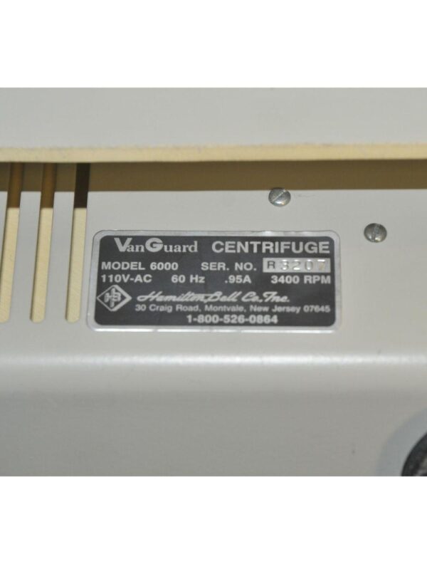 20240926030639-66f4cfbf8fb7d.jpg Hamilton Bell Van Guard V6500 Centrifuge Model 6000 6 Slot Rotor Van Guard Timer