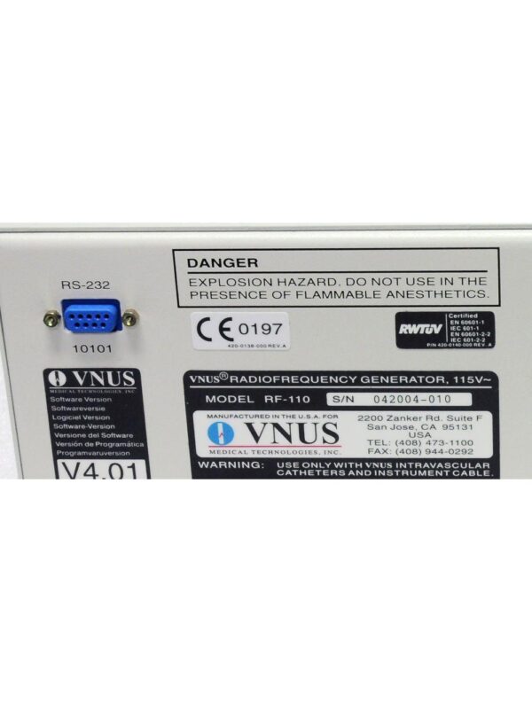 VNUS RadioFrequency Generator RF-110 Medical Technologies Radio Frequency RF
