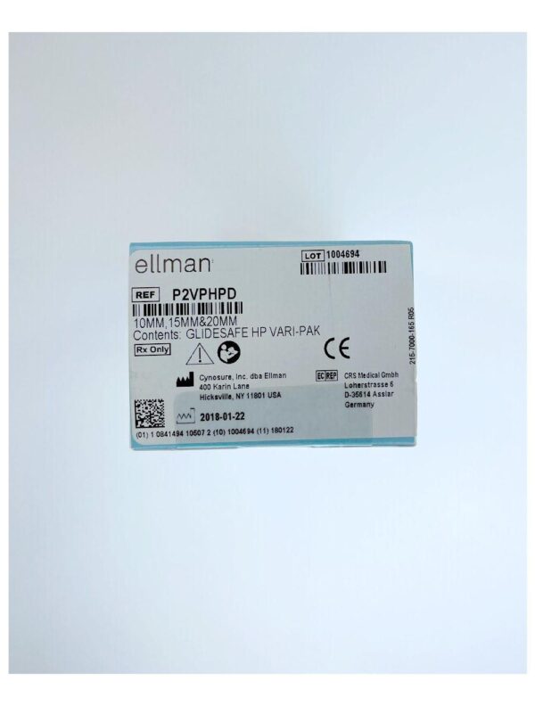 Ellman Pellevé P2VPHPD, three (3) GlideSafe Handpieces (10 mm, 15 mm & 20 mm) & One (1) Pellevé Quick Connect Cable. 2m