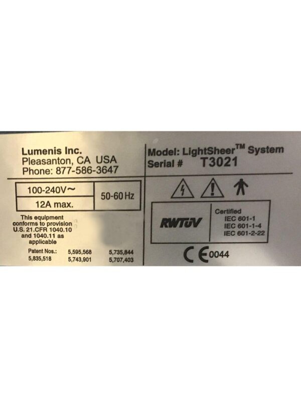 ESC Lumenis LightSheer Light Sheer ET E T 810 Diode Laser 400 ms m s 9 x 9