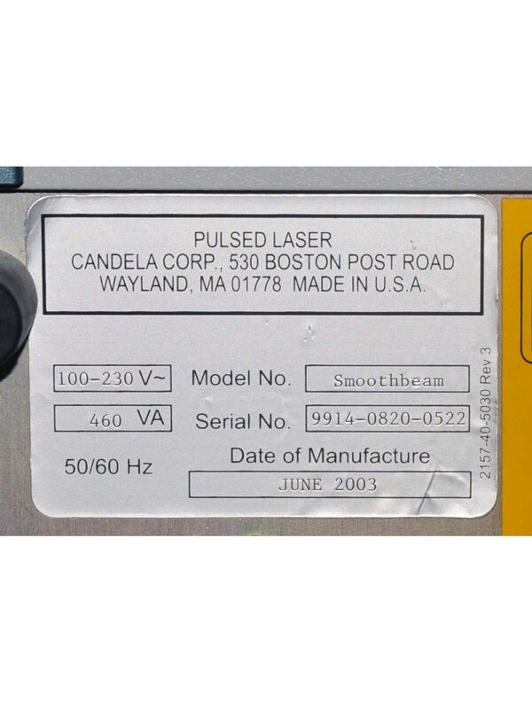 2003 Candela Smoothbeam Pulsed Laser Smooth Beam Diode Wrinkles Acne Scar Skin