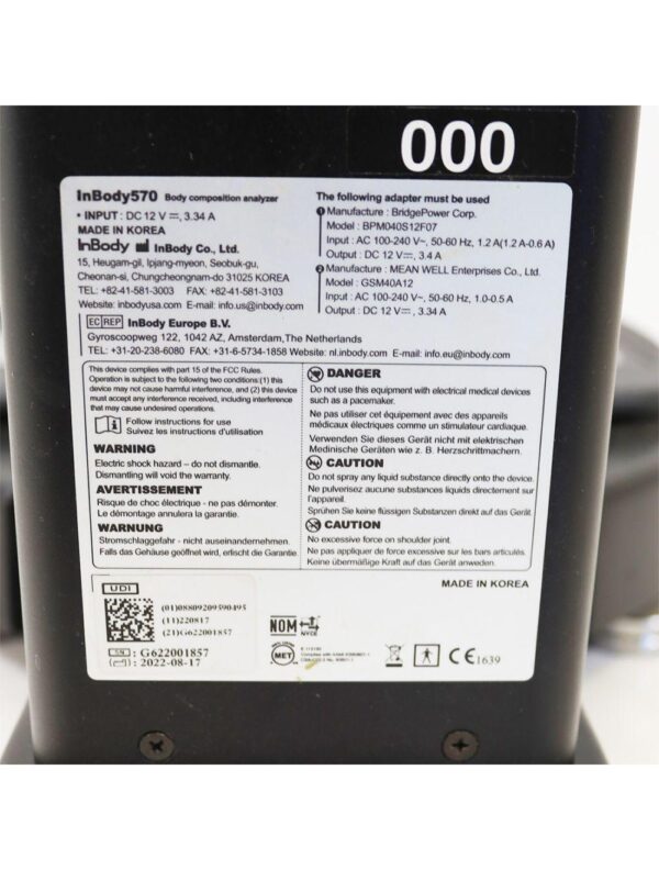 2022 InBody 570 Body Composition Analyzer Body Fat, Muscle Mass, BMR, Body Water