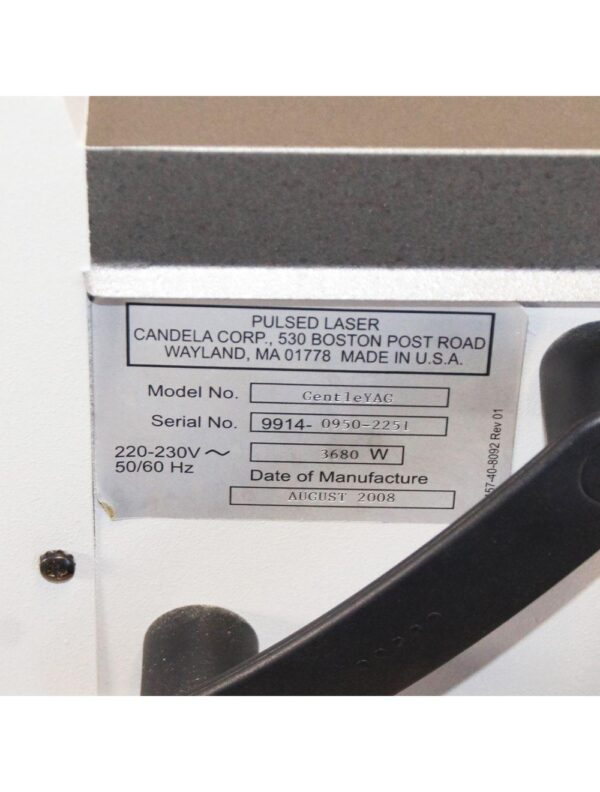 2008 Candela Mini GentleYAG Nd YAG Laser Hair Removal Skin Rejuvenation Lesions