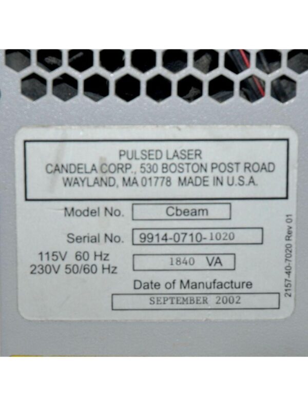 Candela CBeam Pulsed Laser C-Beam Pulsed Dye Psoriasis Scar Treatment 585nm 2002