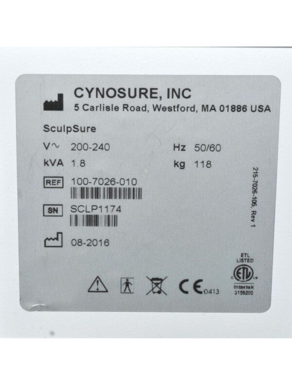 2016 Cynosure SCULPSURE Diode Laser NonInvasive 1060 Body Sculpting Contouring