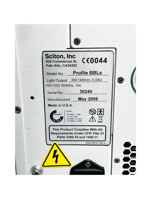 2008 Sciton BBLs Broad Band Light Pigment Vascular IPL BBL 515/560/640/695