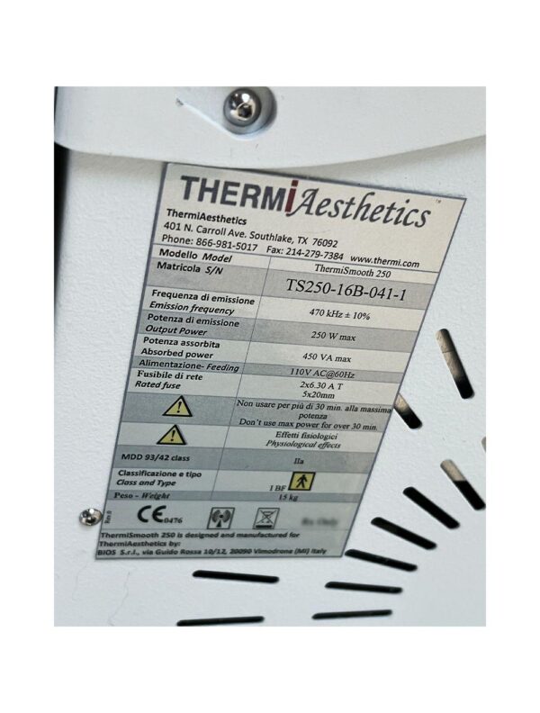 2016 ThermiAesthetics Thermi 250 RF Skin Tightening Cellulite Smoothing System
