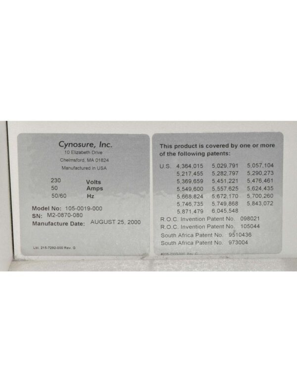 20240926075119-66f51277476d3.jpg Cynosure Apogee 9300 Alexandrite 755 Hair Removal Laser w/ 5 Fiber Tips 3-12.5mm