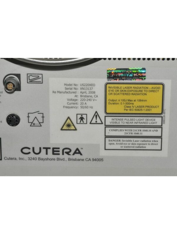2008 Cutera Xeo Skin Resurfacing Rejuvenation Nd:YAG Laser System US220XEO
