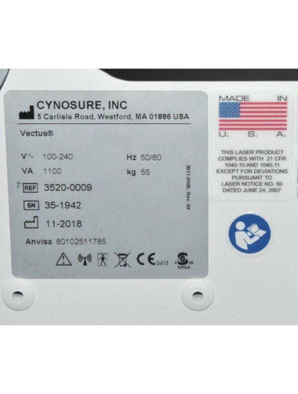 2018 Cynosure Palomar Vectus 810nm Diode Skintel Laser Hair Removal System