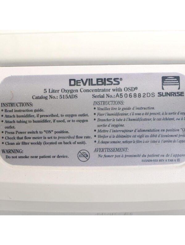 20240926080919-66f516af13a5b.jpg DeVILBISS 5 Liter Oxygen Concentrator with OSD