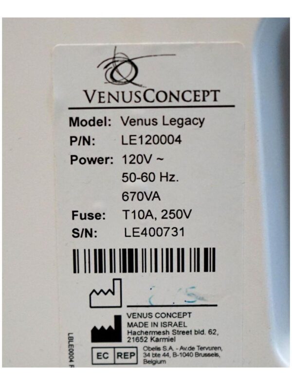 Venus Concept Legacy RadioFrequency Cellulite Wrinkle Reduction Body Shaping RF