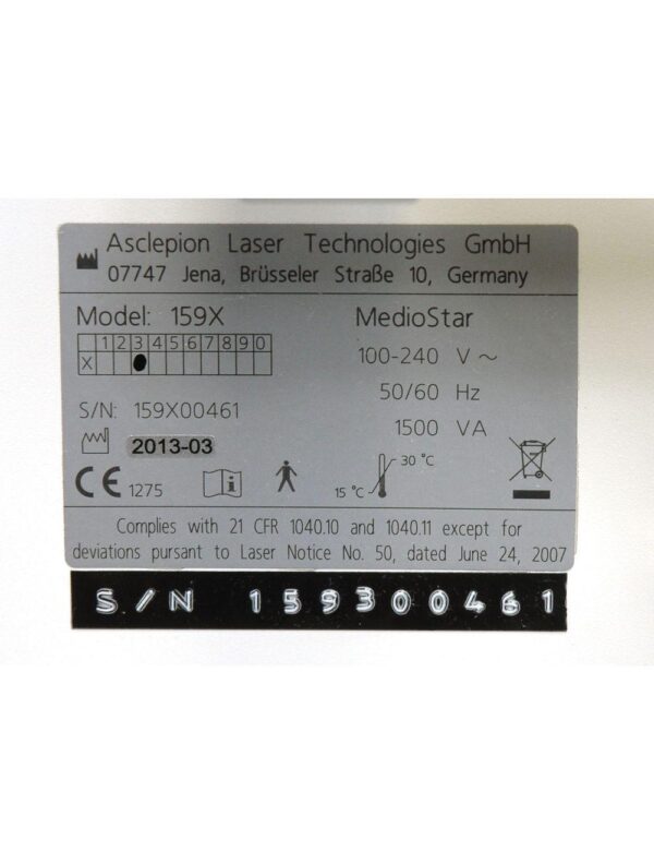 2013 Asclepion MedioStar NeXT Diode Laser System 810nm Hair Removal HR NXT 159X