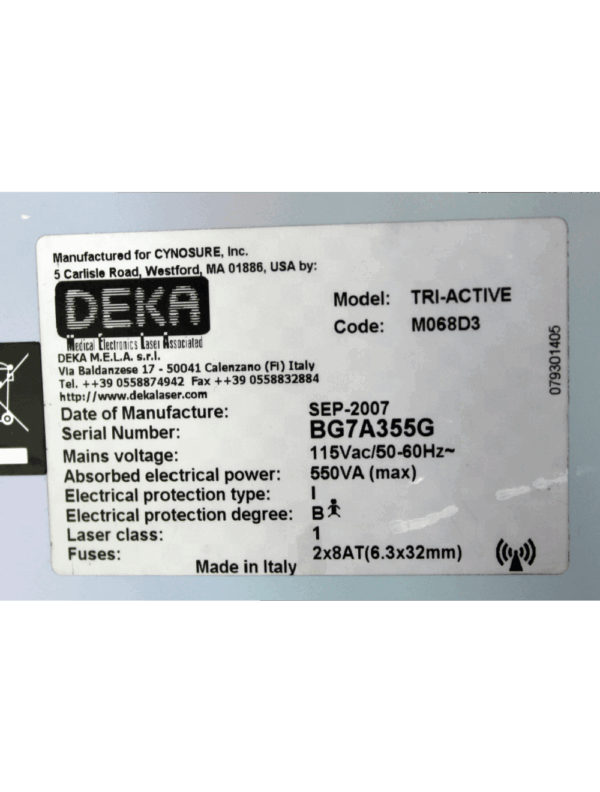 CYNOSURE DEKA Tri Active Diode Laser Body Face Skin Tighten Triactive 2007