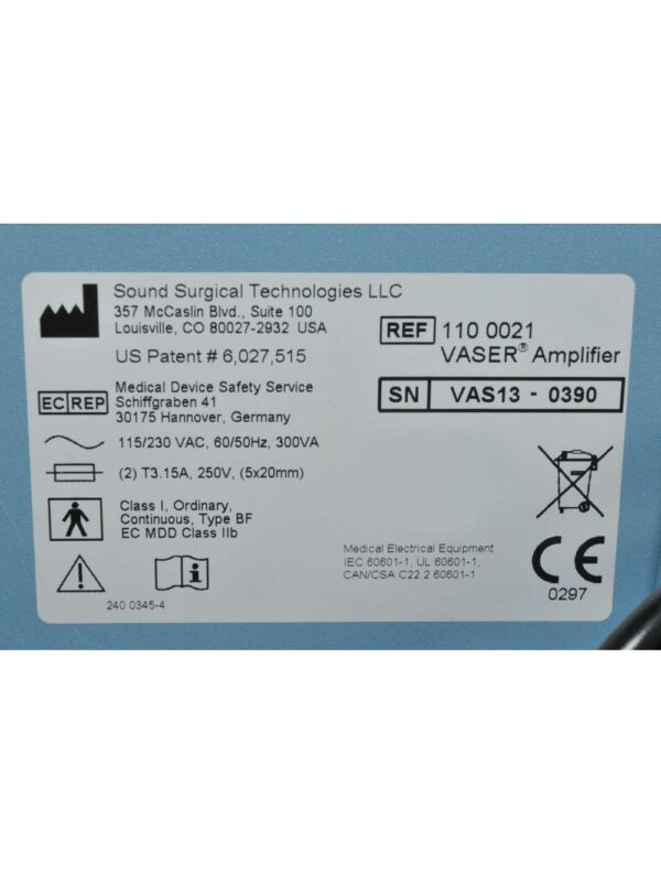 Solta Sound Surgical VaserLipo Vaser Ultrasound Amplifier VentX Vent X Ver 2.0