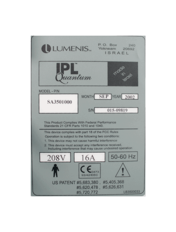 20240926093238-66f52a3665461.png Lumenis IPL Quantum 2 Handpieces SR 560 HR 695 Hair Removal Skin Rejuvenation
