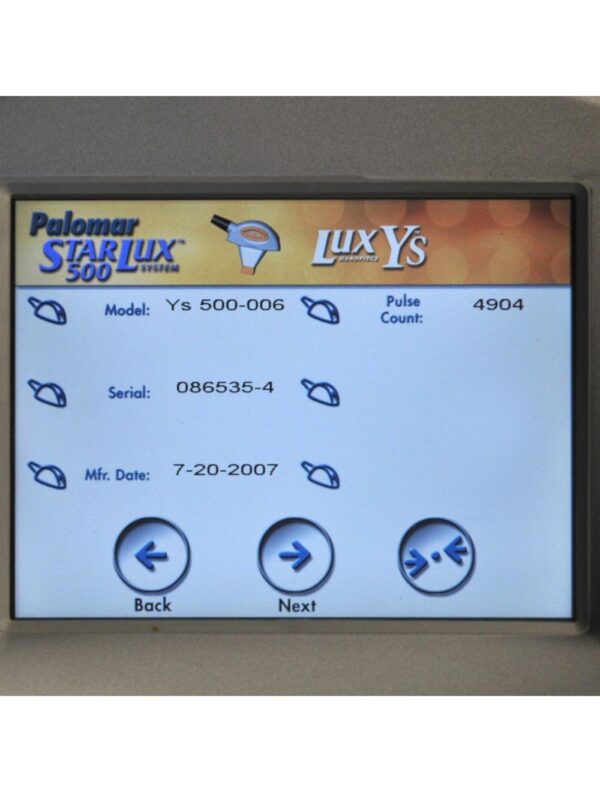 2010 Palomar StarLux 500 IPL Laser Lux Ys LuxDeepIR Hair Removal Skin Tightening