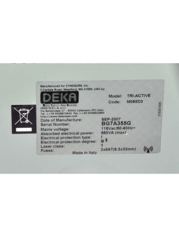 2007 CYNOSURE DEKA Tri Active Diode Laser Body Face Skin Tighten Triactive