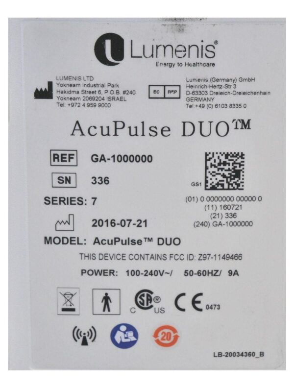 2016 Lumenis AcuPulse DUO CO2 Laser SilkLaser Scanner AcuScan 120 SurgiTouch