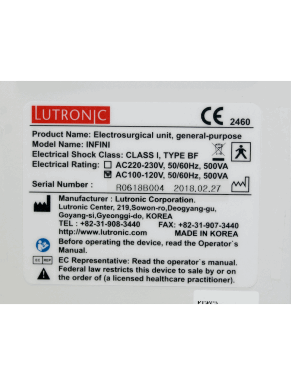 2018 Lutronic INFNI Aesthetic Laser Focused Microneedle Radiofrequency
