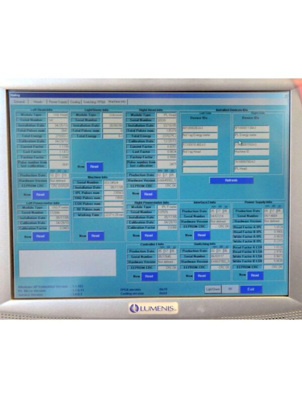 2005 Lumenis Lume1 Laser Universal IPL & Multi-Spot Nd YAG HP LumeOne Lume One