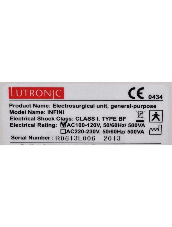 2013 Lutronic INFINI Aesthetic Microneedling Electrosurgical Skin Renew RF Laser