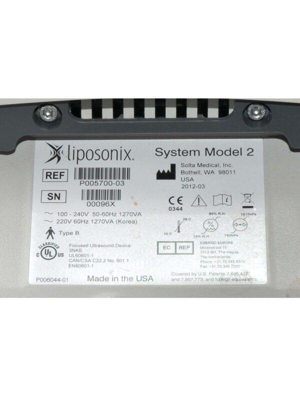 2012 SOLTA MEDICAL Liposonix Ultrasound Focused System Sonix Model 2