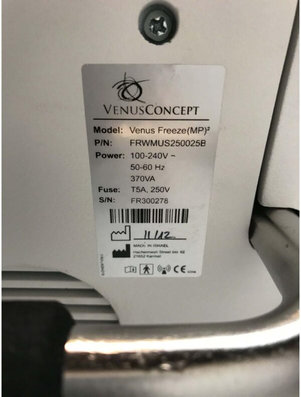 2012 Venus Concept Freeze MP2 Body Contouring RF Frequency Tightening w/2 HP's