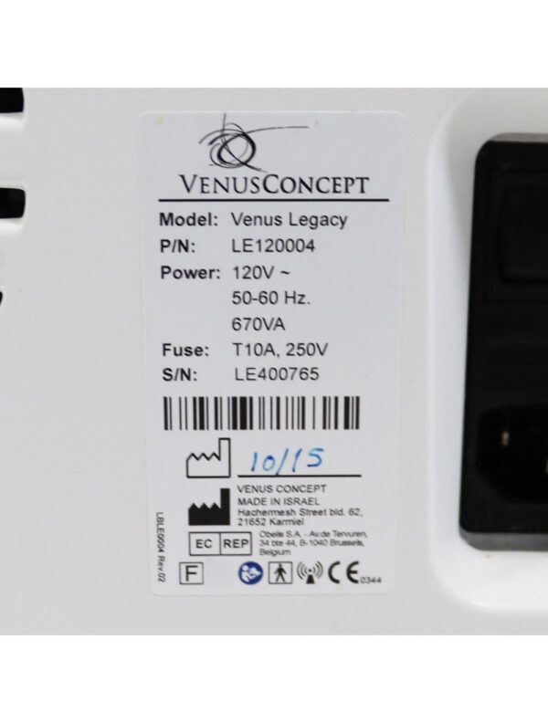 2015 VenusConcepts Legacy RadioFrequency RF Cellulite Wrinkle Reduction Shaping