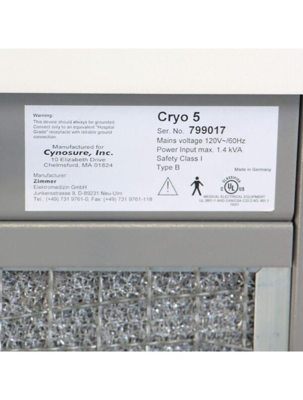 20240926130826-66f55ccab3f79.jpg Cynosure SmartCool Chiller Zimmer Cryo5 Cryo 5 Laser Skin Cold Air Skin Cooling