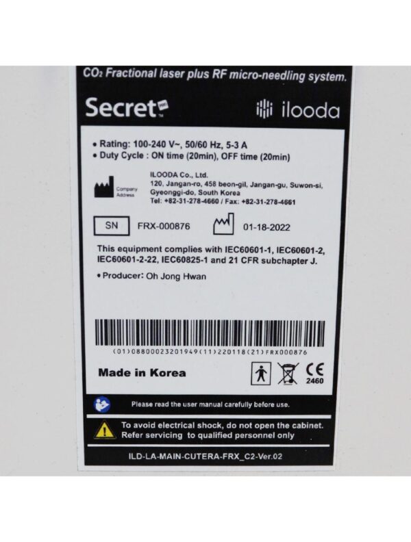 2022 Cutera Ilooda Secret Pro RF Microneedling CO2 Fractional Laser Wrinkles