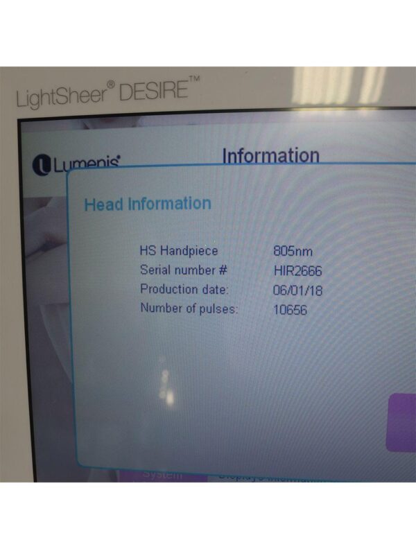2018 Lumenis LightSheer Desire Diode Laser Hair Removal 2 Handpieces Low Pulses
