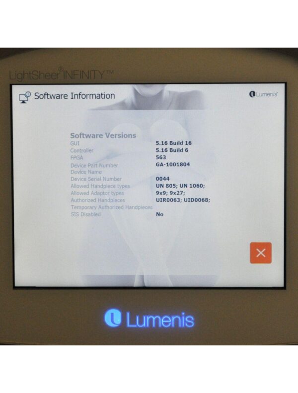 2016 Lumenis LightSheer Infinity 810nm HR Diode Laser Hair Removal System