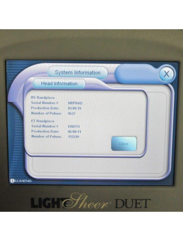 Lumenis LightSheer Duet Diode 810 Hair Removal Laser Light Sheer ET & HS 2009