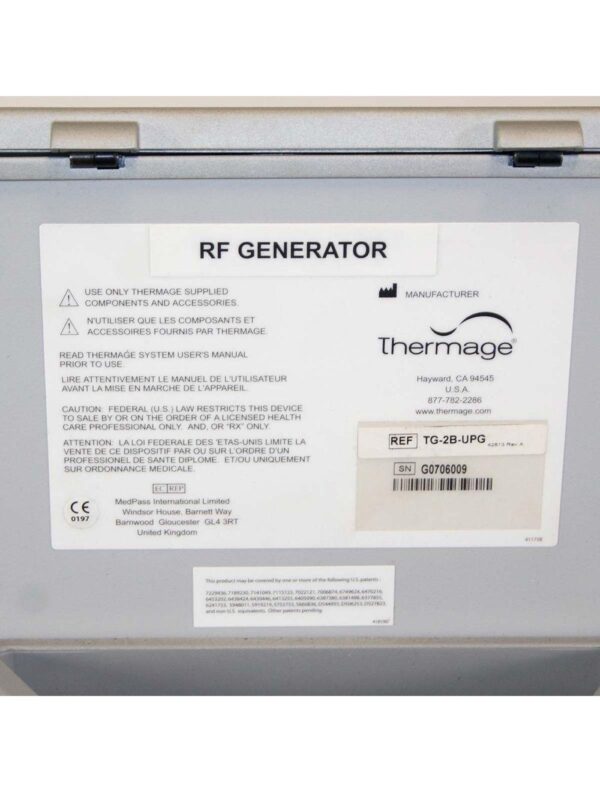 Solta Thermage CPT System TG-2B-UPG RF Skin Tightening Radio Frequency Generator