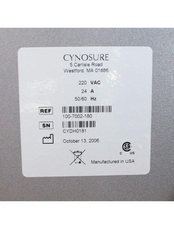 2006 Cynosure Cynergy MPX Nd YAG System With Cryo 5 Chiller Cooling System