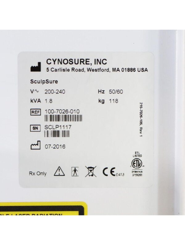 2016 Cynosure SculpSure Non-Invasive 1060nm Diode Laser Body Sculpt Contour