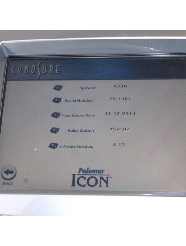 2014 Cynosure Palomar Icon IPL Laser Hair Removal Pigmented Lesions MaxR MaxYs