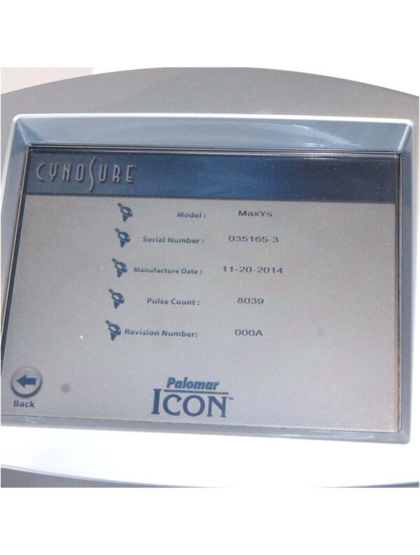 2014 Cynosure Palomar Icon IPL Laser Hair Removal Pigmented Lesions MaxR MaxYs