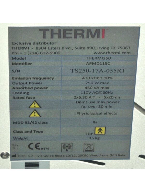 2017 ThermiAesthetics Thermi250 RF Cellulite Reduction Skin Tightening Face Body