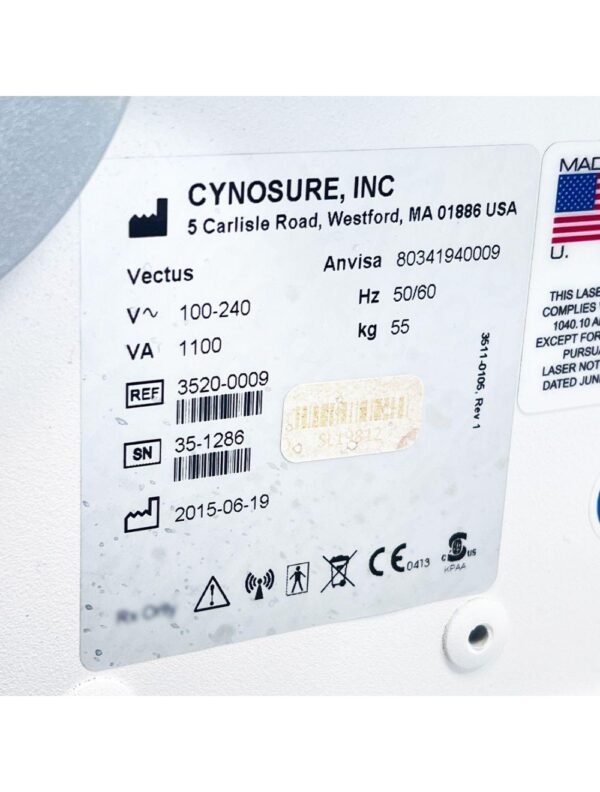2015 Cynosure Palomar Vectus Laser Hair Removal 810 Diode Skintel System