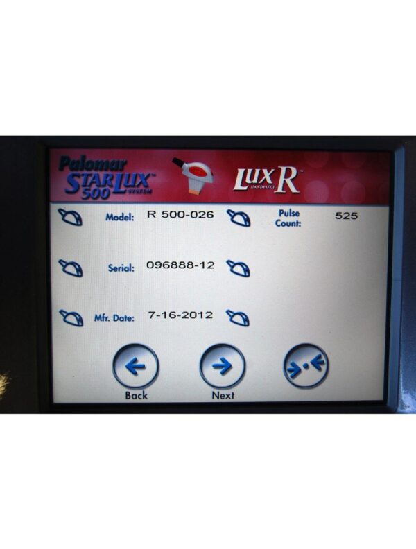 2012 Palomar StarLux 500 Lux R Handpiece LuxR Hand Piece Cynosure