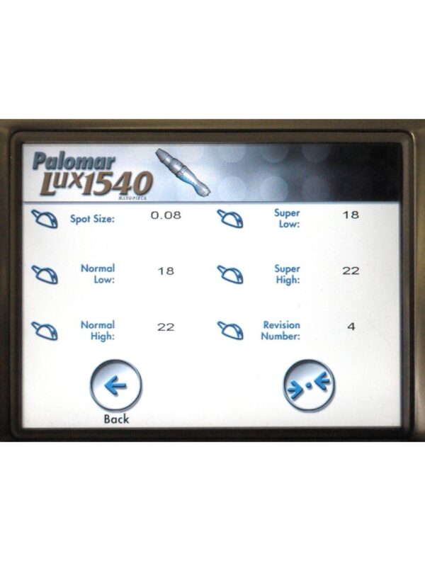 2012 Cynosure Lux 1540 XD Fractional Handpiece Palomar 10mm 15mm Spot Hand Piece