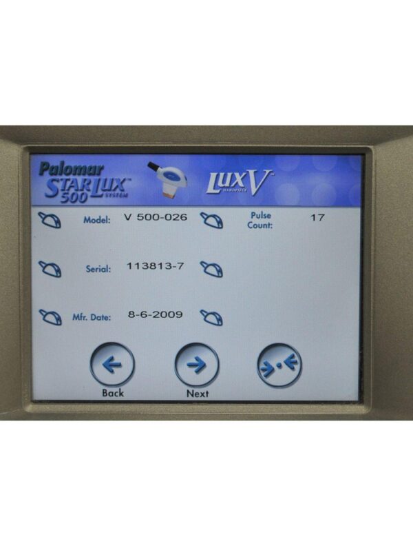 Palomar 2009 StarLux 500 LuxV Lux System V HandPiece LASER Cynosure LOW SHOWS!