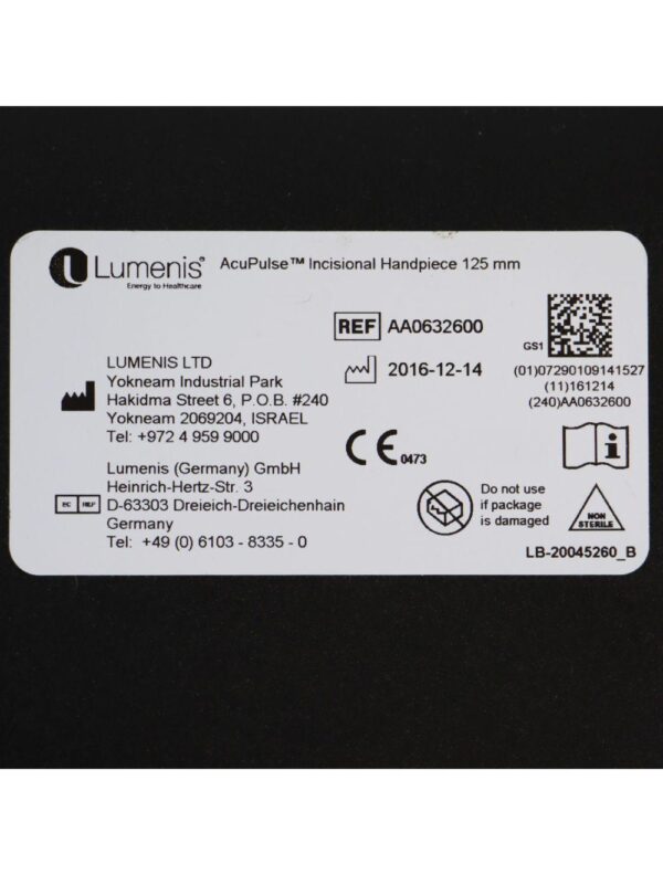 Lumenis AcuPulse Incisional Handpiece Set 125mm AA0632600 F-125 w/Distance Gauge