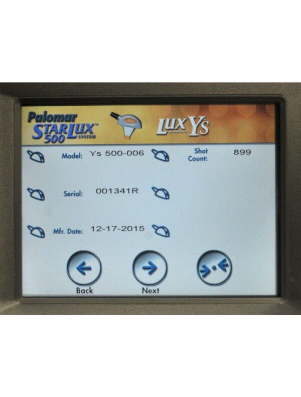 2015 Palomar StarLux 500 Laser LuxYs IPL Fine Hair Removal Handpiece Lux Ys HR